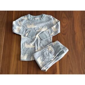 Hanna Andersson Snowy Polar Bear On North Air Long John Pajama Set Size 2T